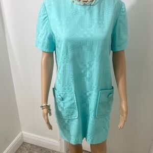 Elegant Aqua vintage style Dress with Pockets